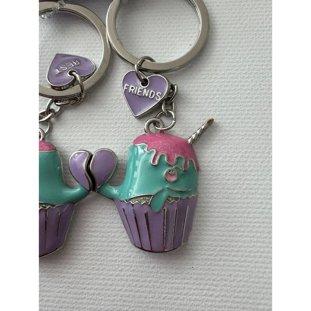 Claire's Best Friends Unicorn‎ Cupcake Keychains Key Rings Set of 2 Magnetic BFF